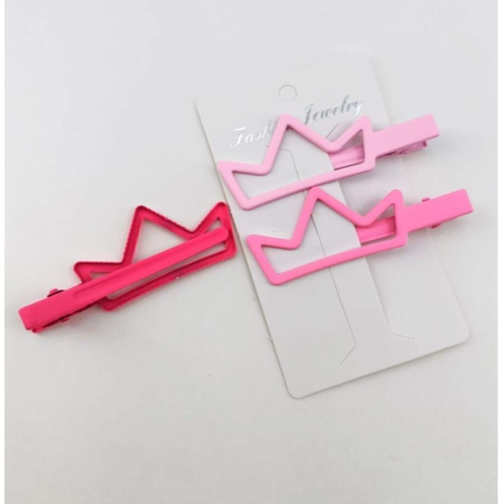 Pink Crown Hair Clips - Picture 3 of 3